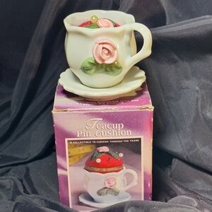 Miniature teacup pincushion NIB
